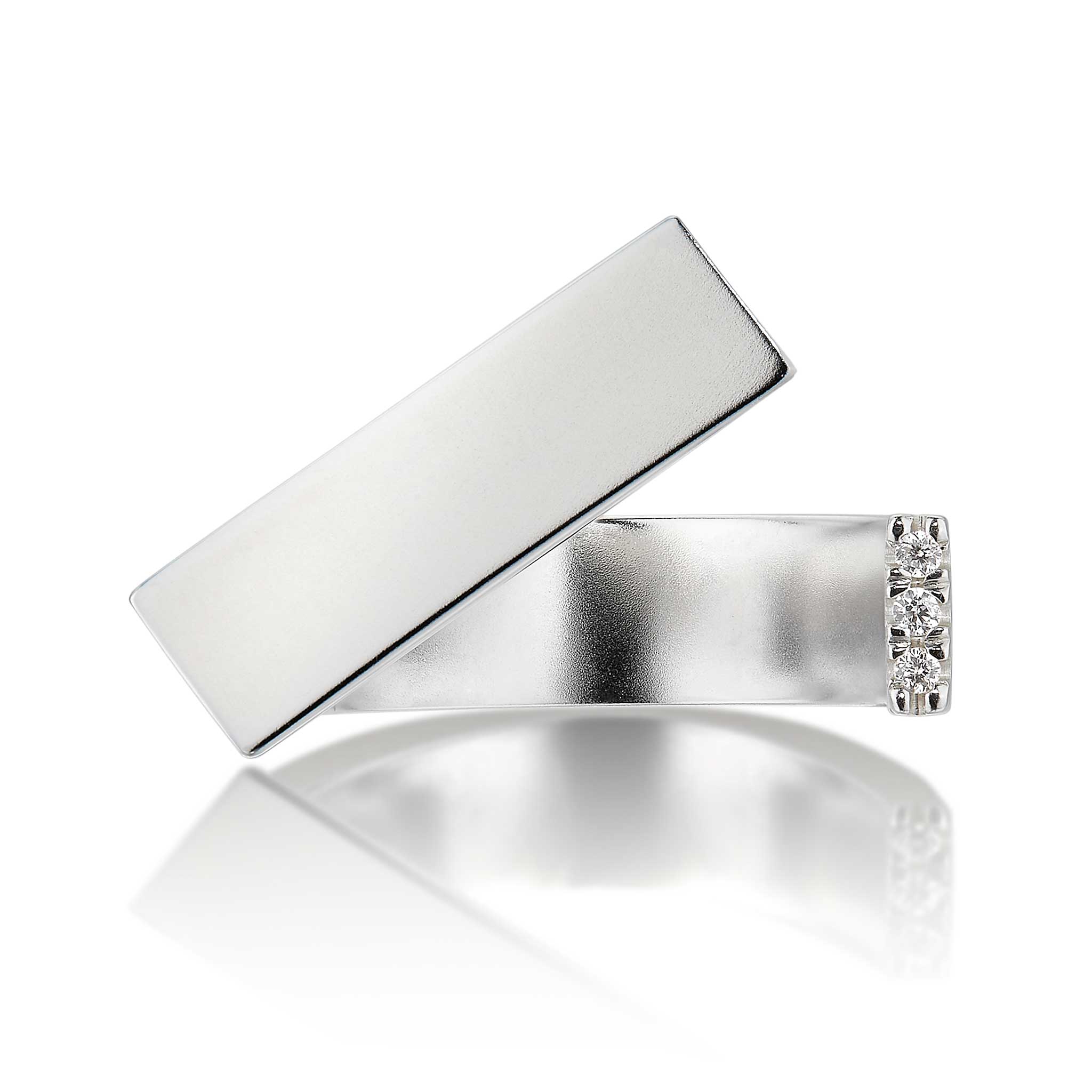 Pier Ring in Sterling Silver with Three Diamonds